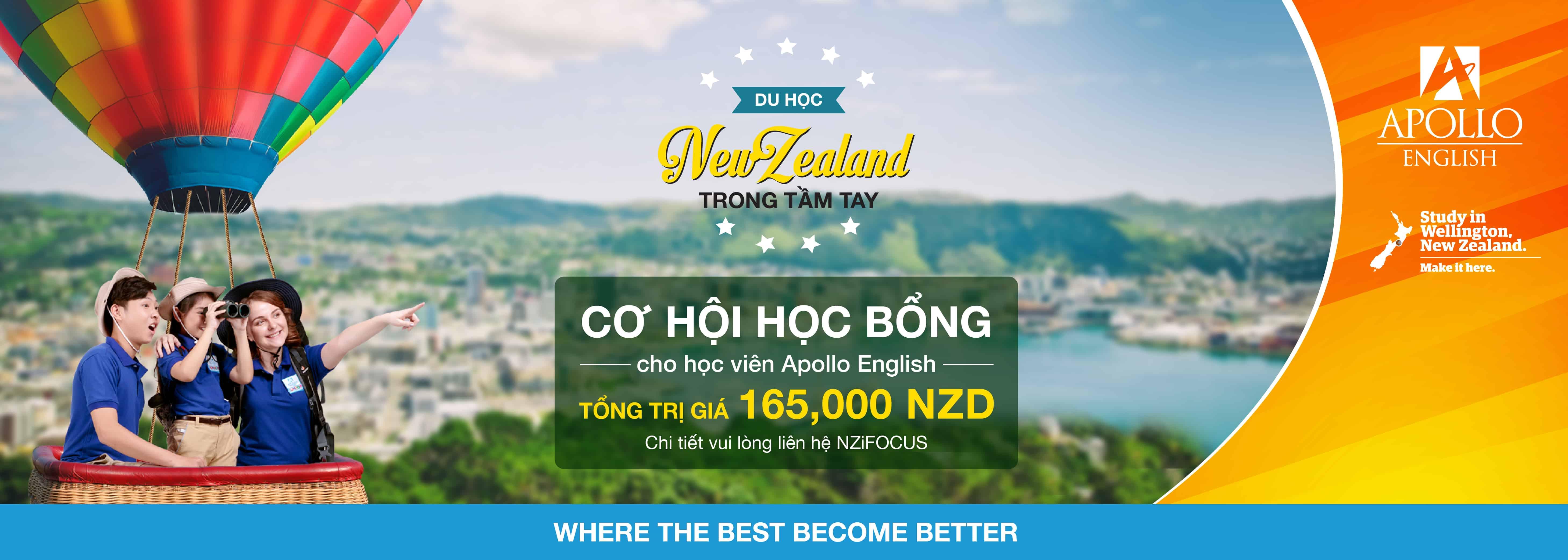 5 suất học bổng New Zealand trị giá $165.000 NZD dành riêng cho học viên Apollo