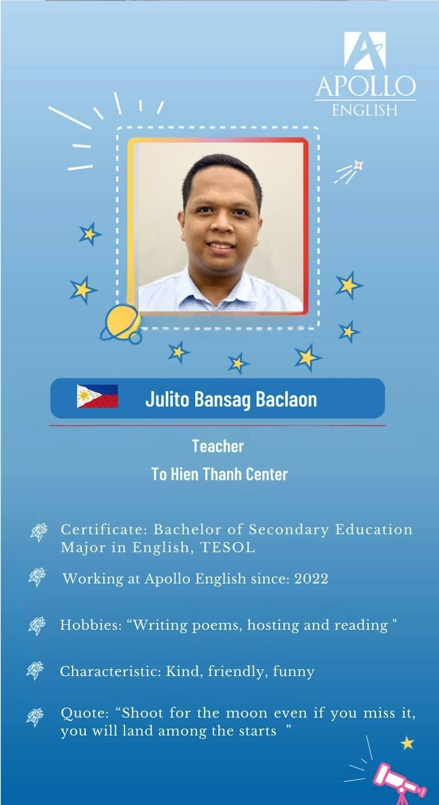 Giáo viên Julito Bansag Baclaon
