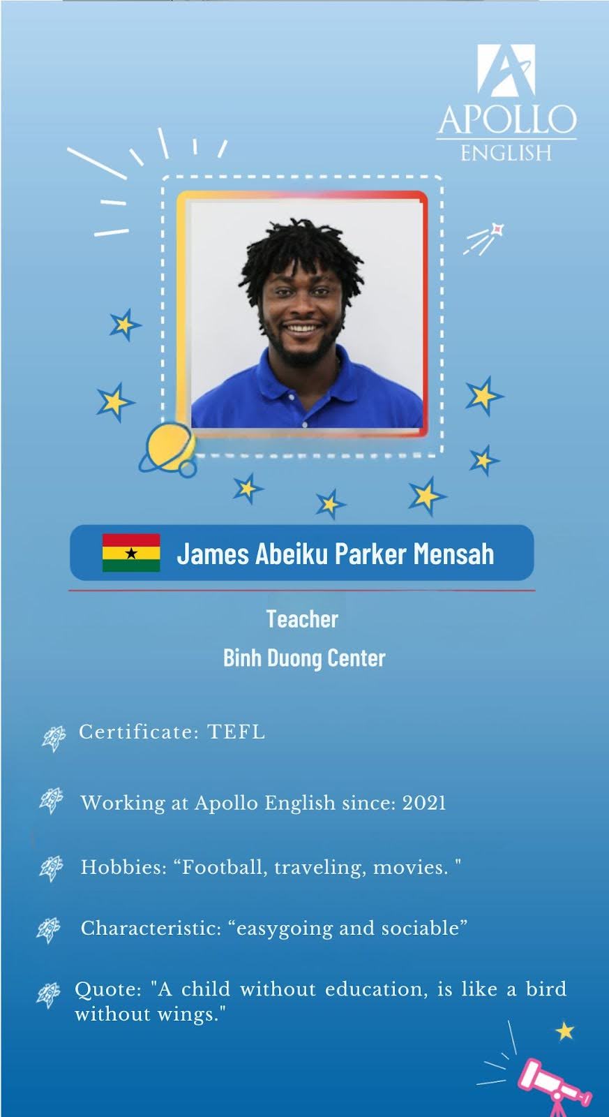 Giáo viên James Abeiku Parker Mensah