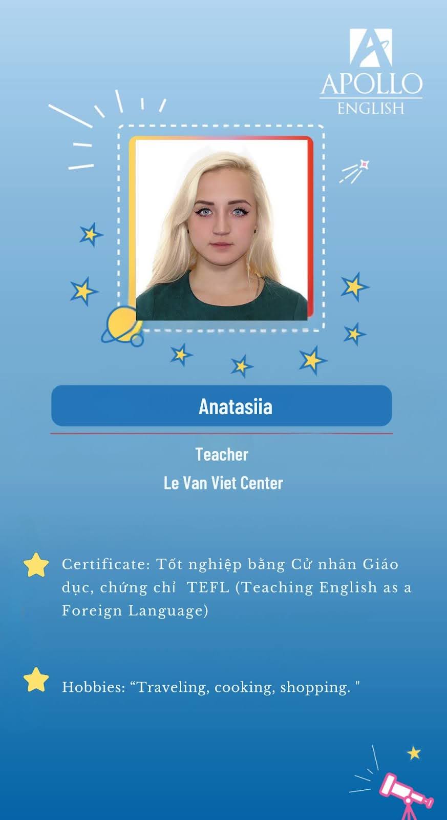 Giáo viên Anatasiia