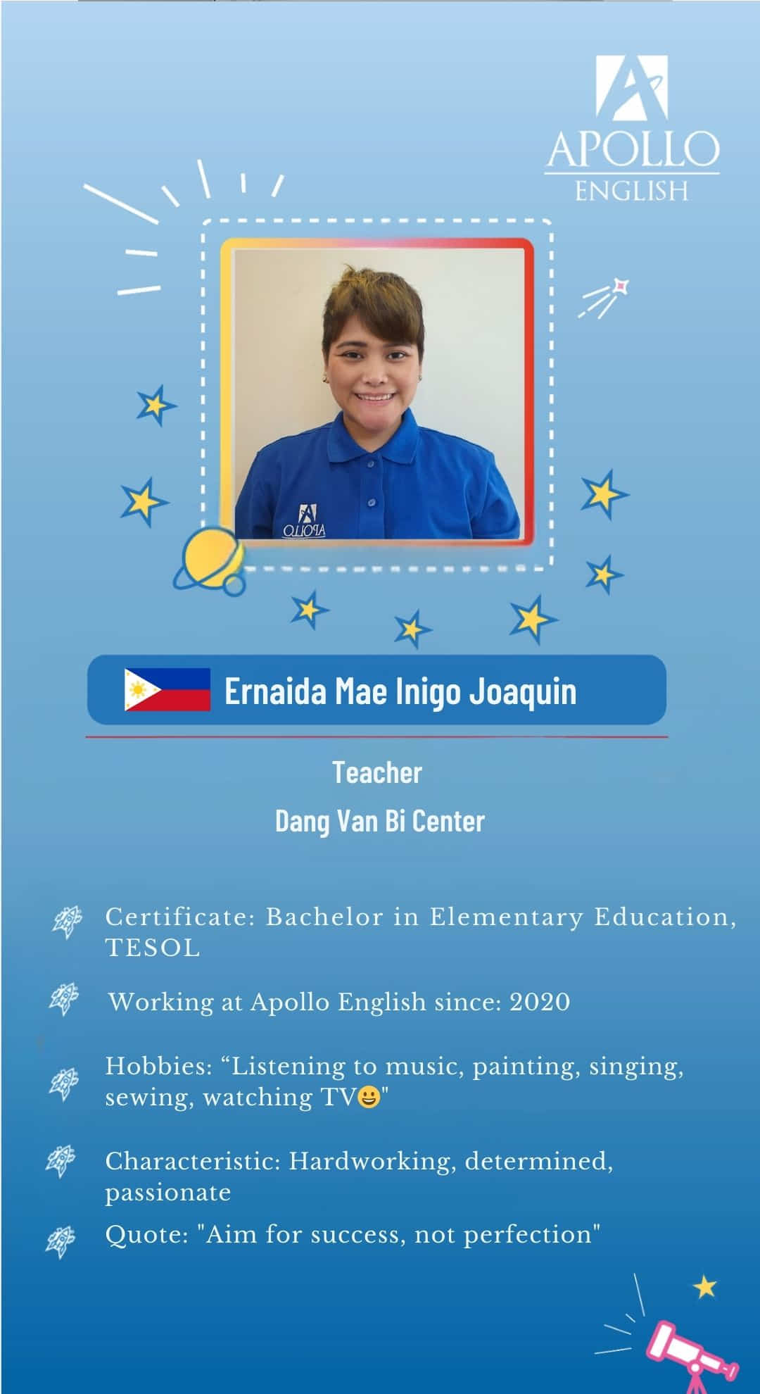 Giáo viên Ernaida Mae Inigo Joaquin