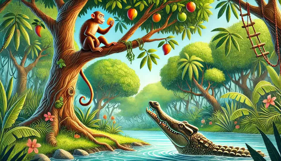 Truyện tiếng Anh cho bé: Khỉ và cá sấu
