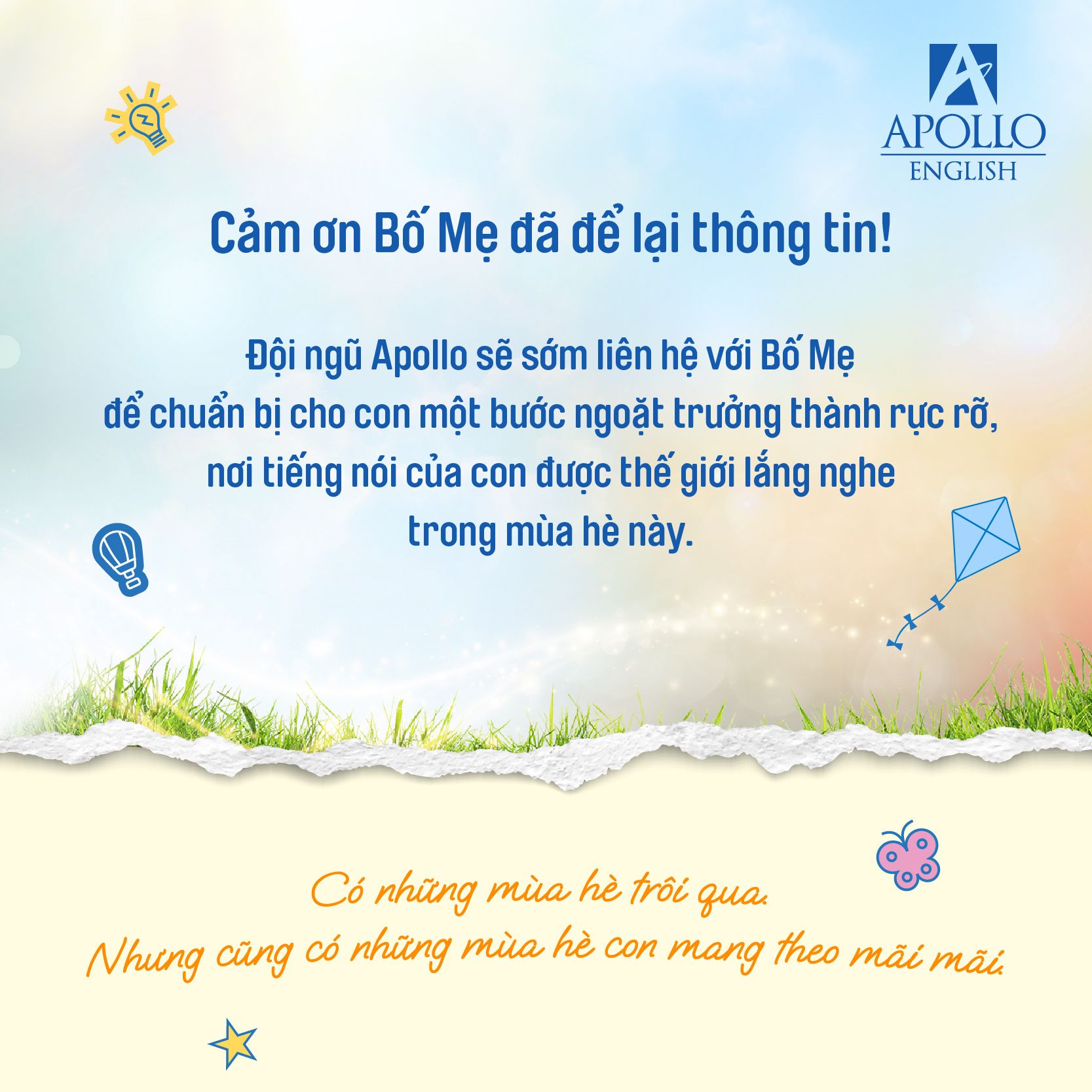 Cảm ơn Bố Mẹ đã để lại thông tin